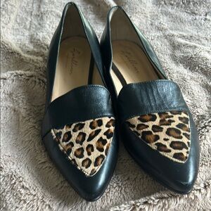 Stylish Black and Brown Loafers with Leopard Print